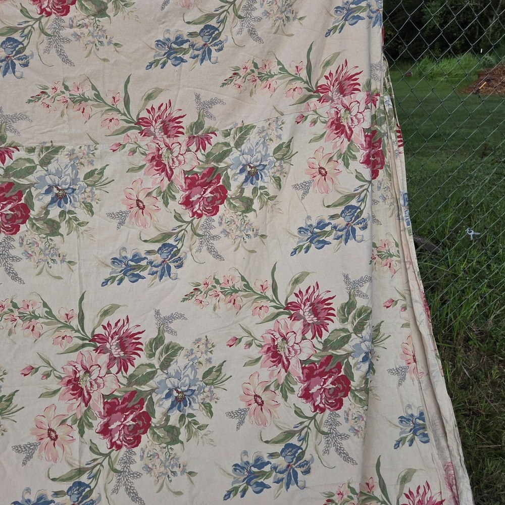 Pottery Barn Marla Duvet‎ King Linen Blend Red Floral Roses Peony Iris Pink - Picture 9 of 16